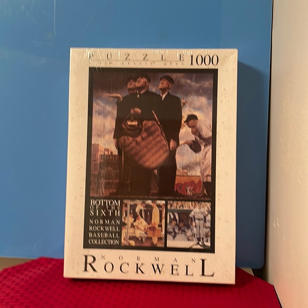 Vtg  Norman Rockwell BOTTOM OF THE SIXTH puzzle with glue by FINK & Company